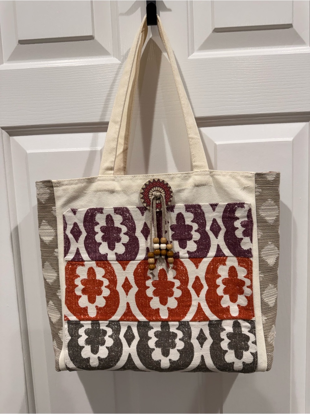 Redesigned Mixed Fabric Canvas Tote by Martini Pink